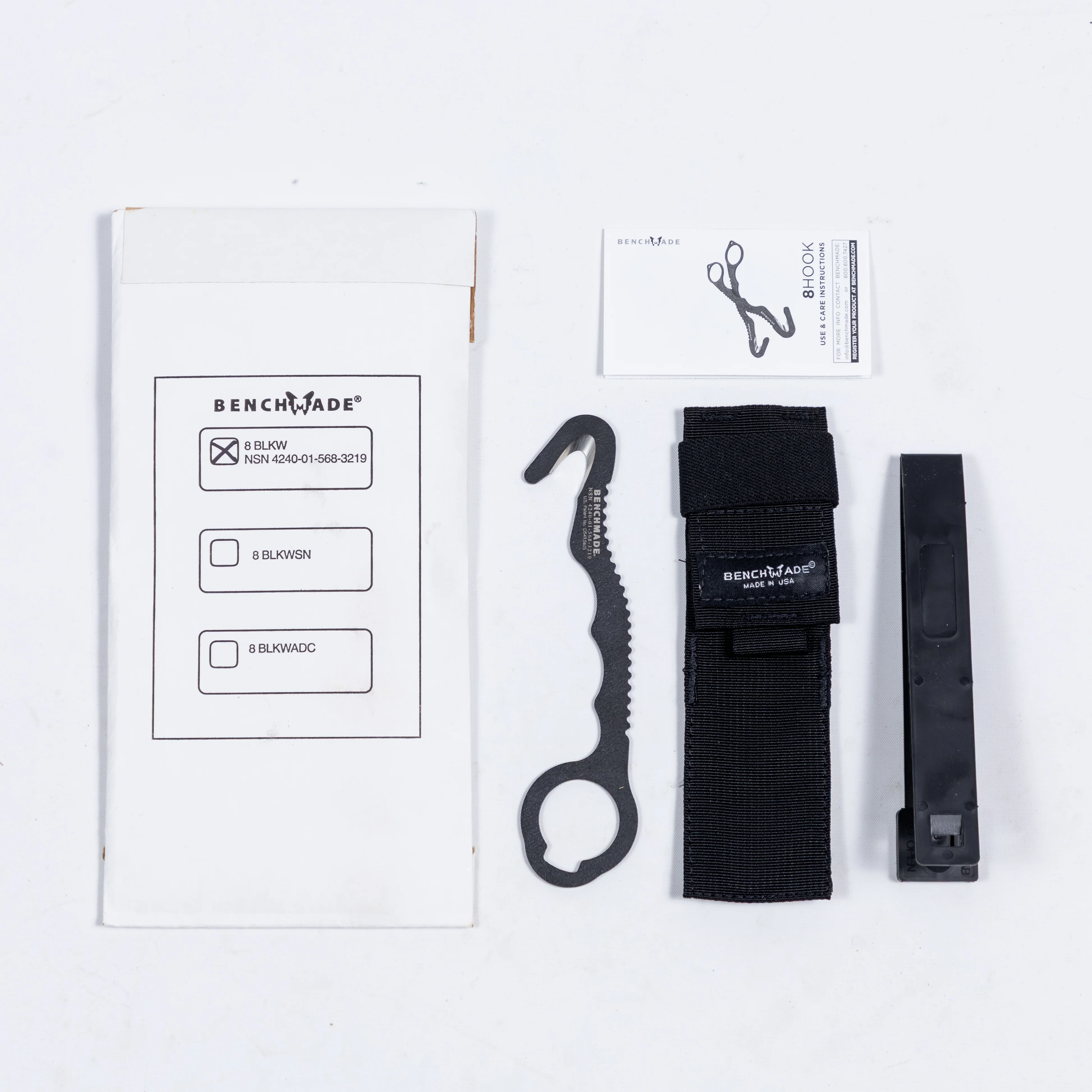 BenchMade 8 Rescue Hook/Strap Cutter With Soft Black Sheath