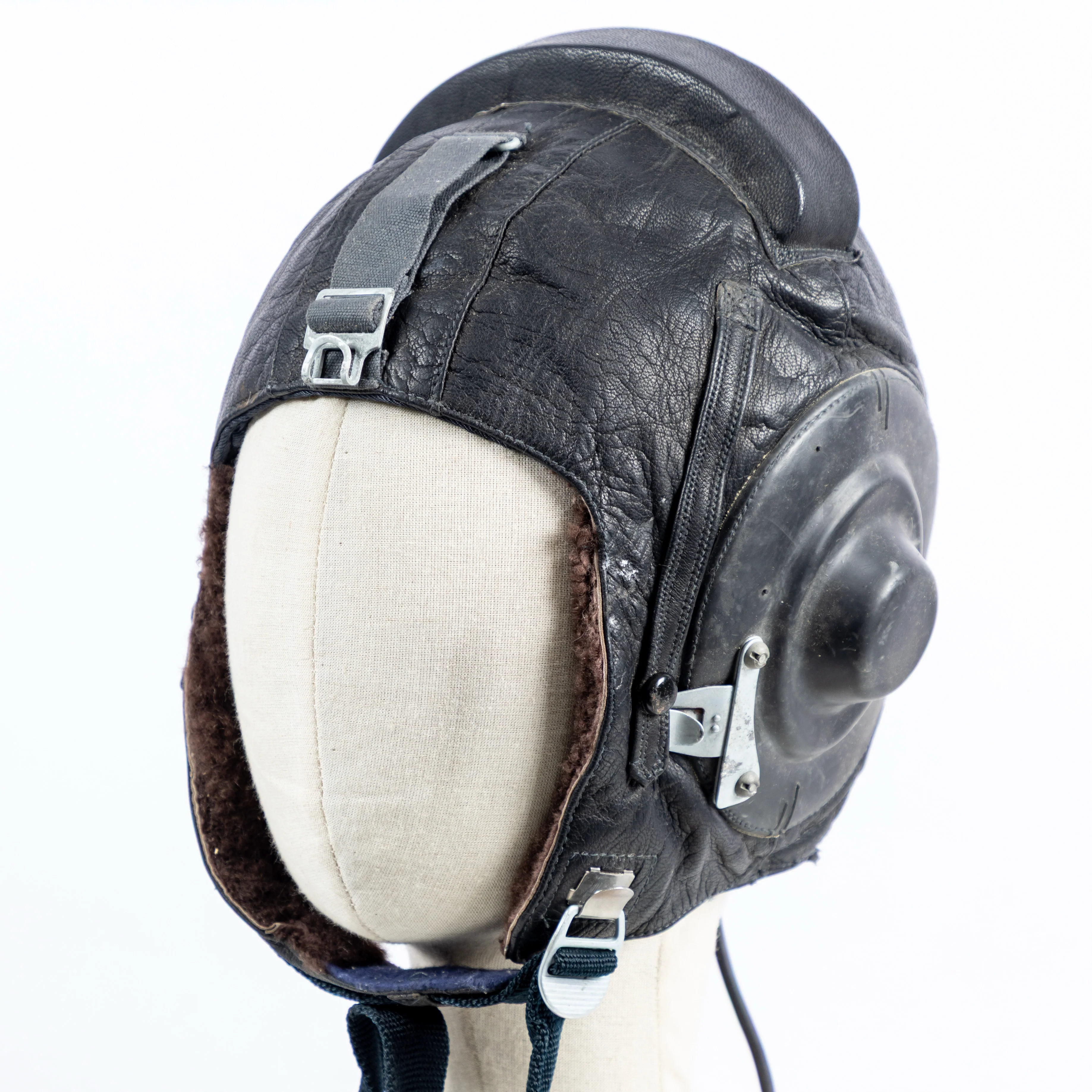 Soviet ShL-58/61 Fur Leather Pilot Helmet Liner - Image 3