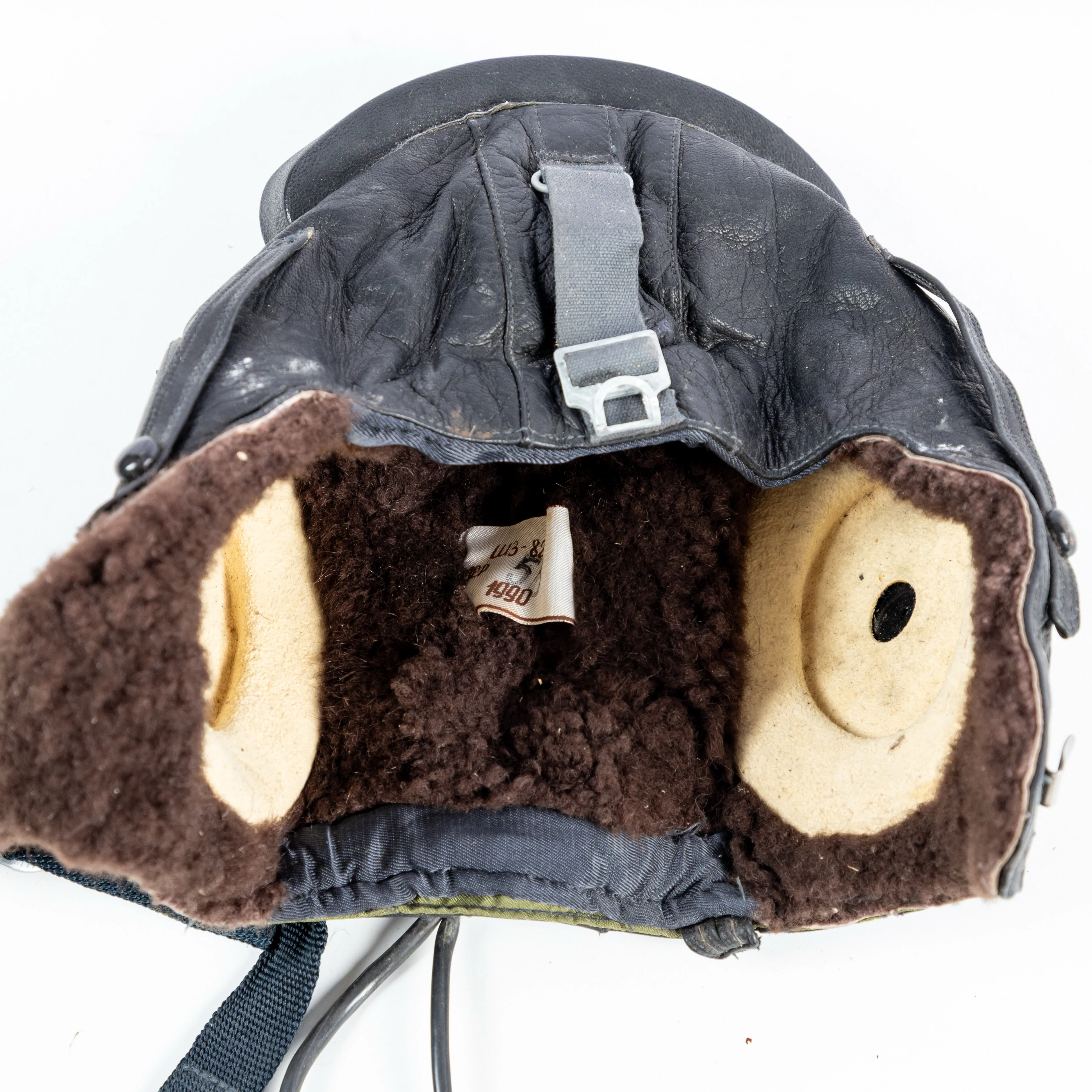 Soviet ShL-58/61 Fur Leather Pilot Helmet Liner - Image 4